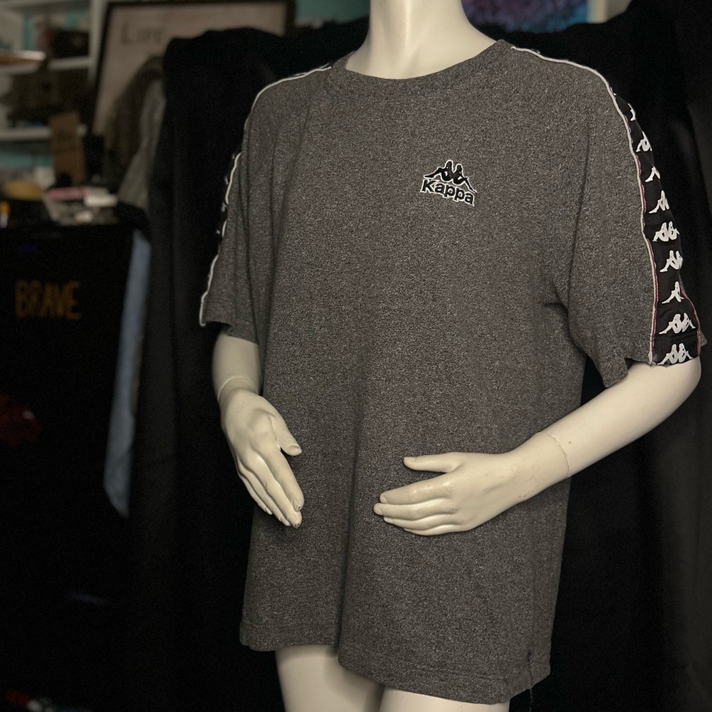 Kappa Charcoal Tee with Iconic Sleeve Design